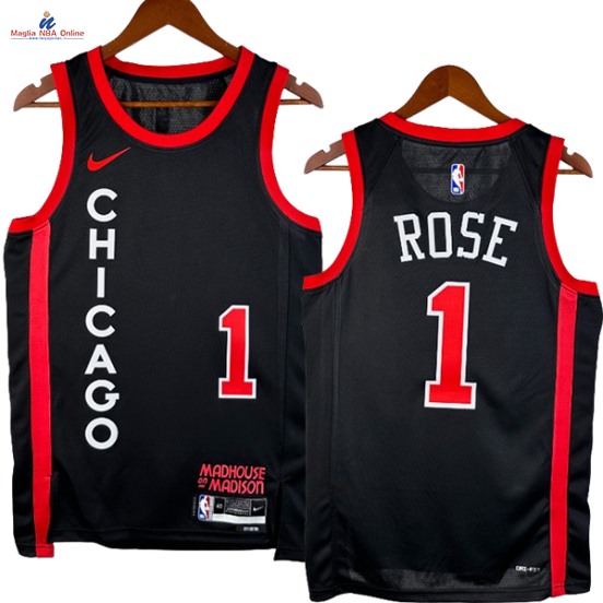 Acquista Maglia NBA Nike Chicago Bulls #1 Derrick Rose Nero Città 2024-25