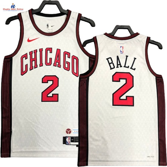 Acquista Maglia NBA Nike Chicago Bulls #2 Lonzo Ball Bianco Città 2023-24