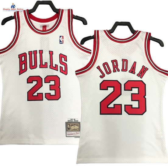 Acquista Maglia NBA Nike Chicago Bulls #23 Michael Jordan Bianco Hardwood Classics 1997-98