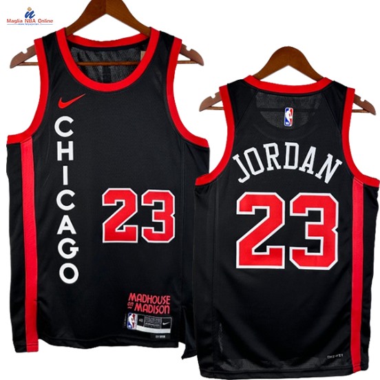 Acquista Maglia NBA Nike Chicago Bulls #23 Michael Jordan Nero Città 2024-25