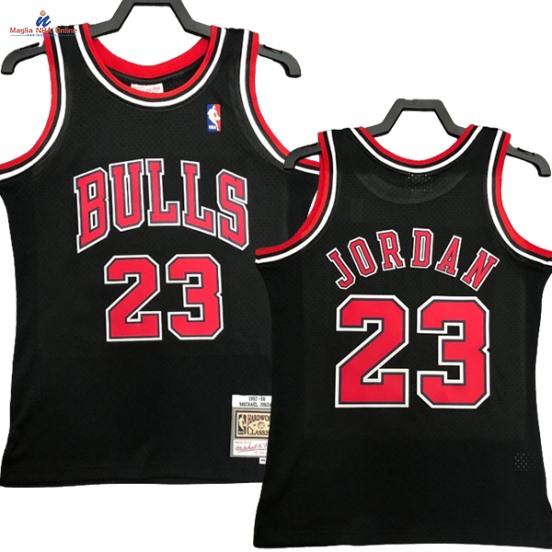 Acquista Maglia NBA Nike Chicago Bulls #23 Michael Jordan Nero Hardwood Classics 1997-98