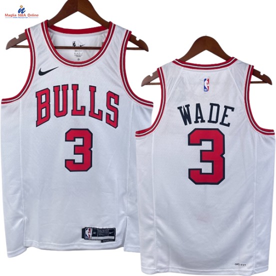 Acquista Maglia NBA Nike Chicago Bulls #3 Dwyane Wade Bianco Association 2023-24