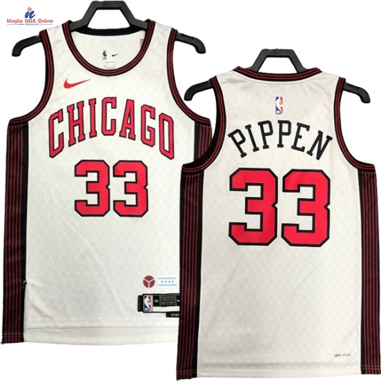 Acquista Maglia NBA Nike Chicago Bulls #33 Scottie Pippen Bianco Città 2023-24