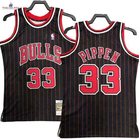Acquista Maglia NBA Nike Chicago Bulls #33 Scottie Pippen Nero Hardwood Classics 1995-96