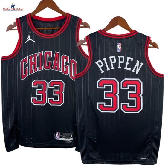 Acquista Maglia NBA Nike Chicago Bulls #33 Scottie Pippen Nero Statement 2023-24