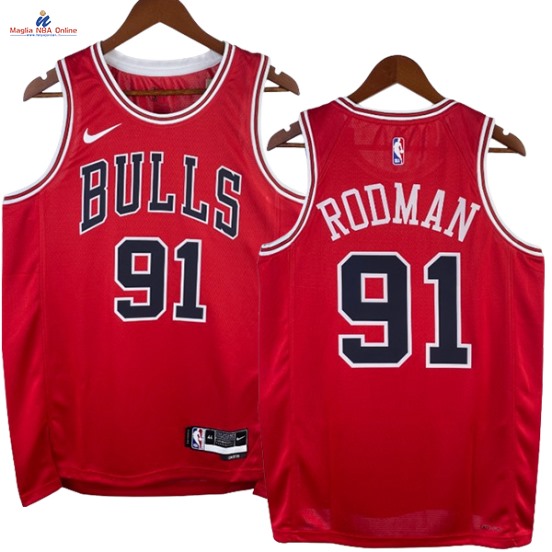 Acquista Maglia NBA Nike Chicago Bulls #91 Dennis Rodman Rosso Icon 2023-24