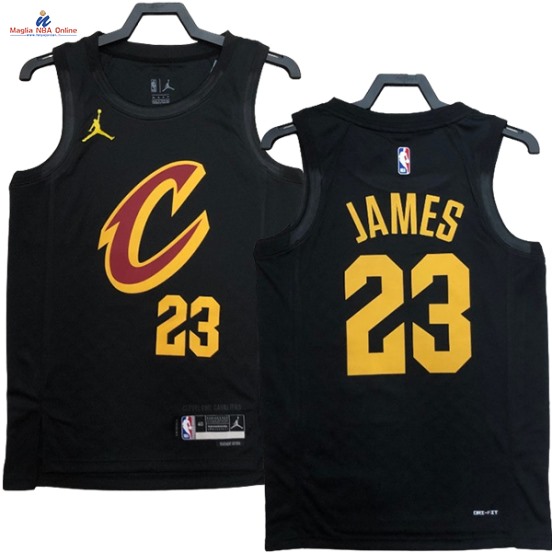 Acquista Maglia NBA Nike Cleveland Cavaliers #23 LeBron James Nero Statement 2023-24