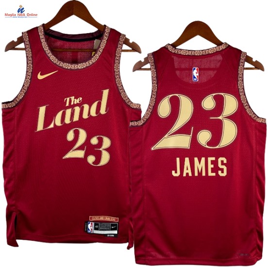 Acquista Maglia NBA Nike Cleveland Cavaliers #23 LeBron James Rosso Città 2024-25