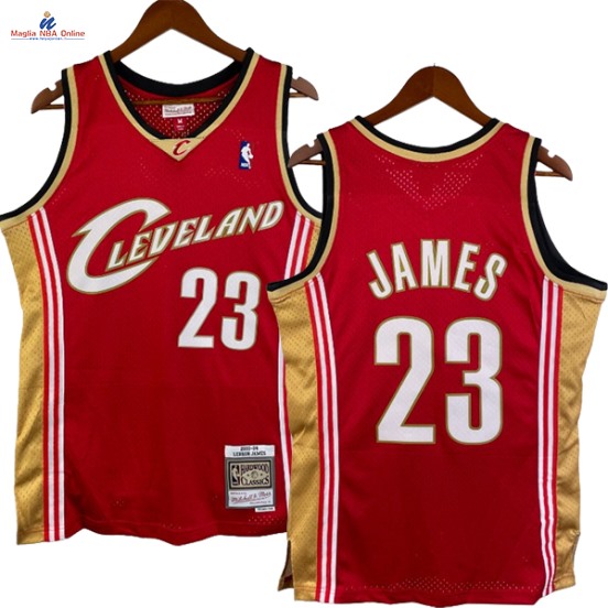 Acquista Maglia NBA Nike Cleveland Cavaliers #23 LeBron James Rosso Hardwood Classics 2003-04