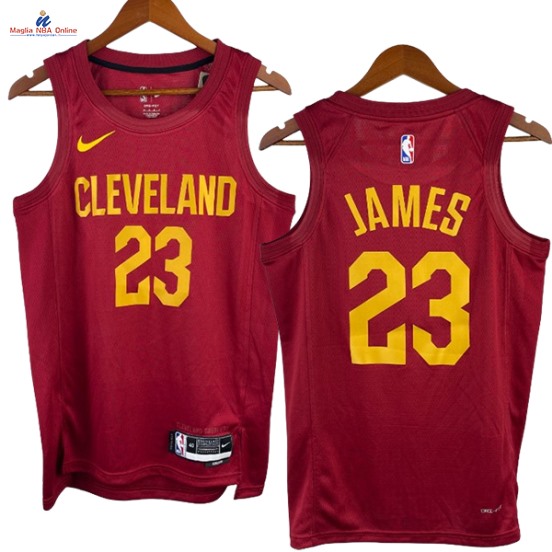 Acquista Maglia NBA Nike Cleveland Cavaliers #23 LeBron James Rosso Icon 2023-24