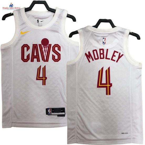 Acquista Maglia NBA Nike Cleveland Cavaliers #4 Evan Mobley Bianco Association 2023-24