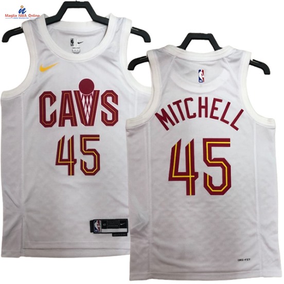 Acquista Maglia NBA Nike Cleveland Cavaliers #45 Donovan Mitchell Bianco Association 2023-24