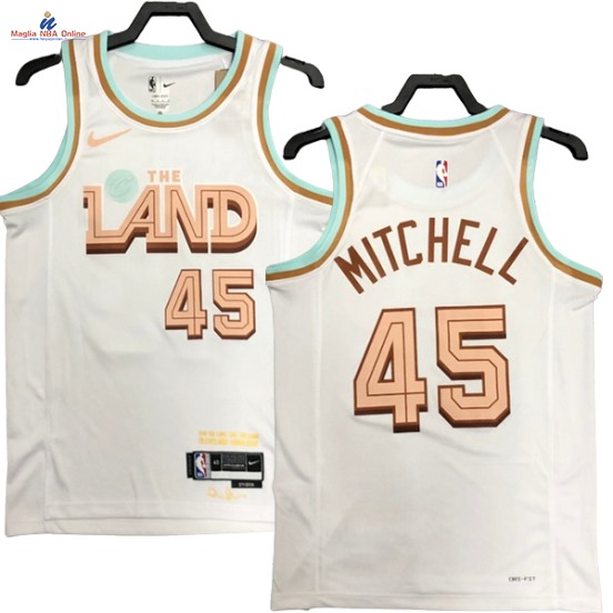 Acquista Maglia NBA Nike Cleveland Cavaliers #45 Donovan Mitchell Bianco Città 2023-24