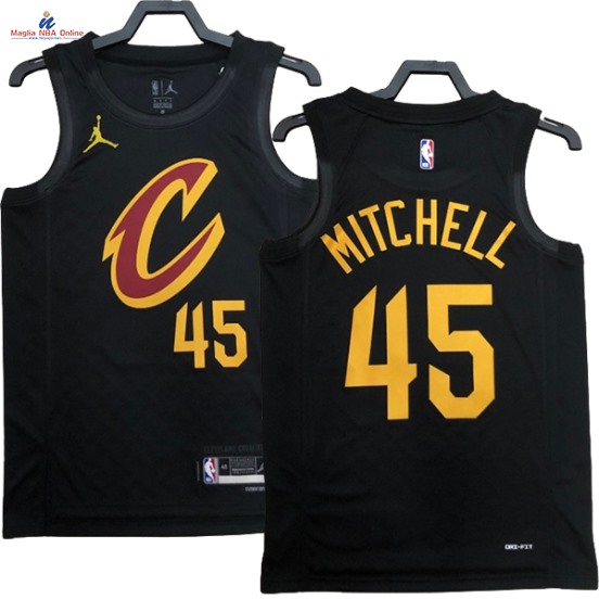 Acquista Maglia NBA Nike Cleveland Cavaliers #45 Donovan Mitchell Nero Statement 2023-24