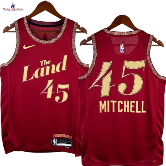 Acquista Maglia NBA Nike Cleveland Cavaliers #45 Donovan Mitchell Rosso Città 2024-25