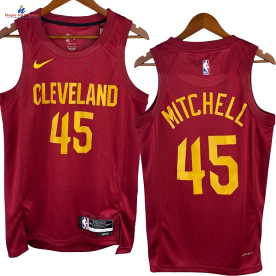 Acquista Maglia NBA Nike Cleveland Cavaliers #45 Donovan Mitchell Rosso Icon 2023-24