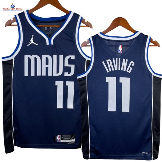 Acquista Maglia NBA Nike Dallas Mavericks #11 Kyrie Irving Blu Marino Statement 2023-24