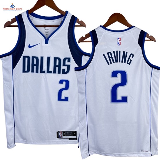 Acquista Maglia NBA Nike Dallas Mavericks #2 Kyrie Irving Bianco Association 2023-24