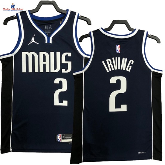 Acquista Maglia NBA Nike Dallas Mavericks #2 Kyrie Irving Blu Marino Statement 2023-24