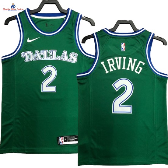 Acquista Maglia NBA Nike Dallas Mavericks #2 Kyrie Irving Verde Classics 2022 23