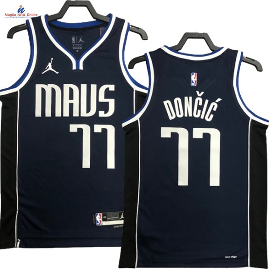 Acquista Maglia NBA Nike Dallas Mavericks #77 Luka Doncic Blu Marino Statement 2023-24