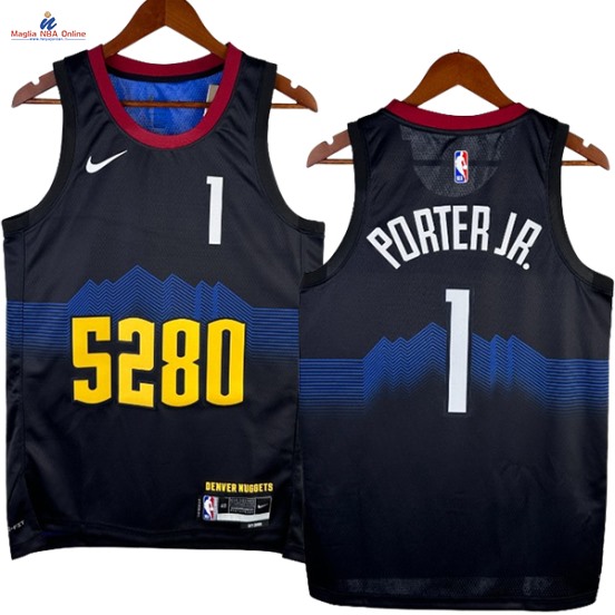 Acquista Maglia NBA Nike Denver Nuggets #1 Michael Porter JR. Nero Città 2024-25