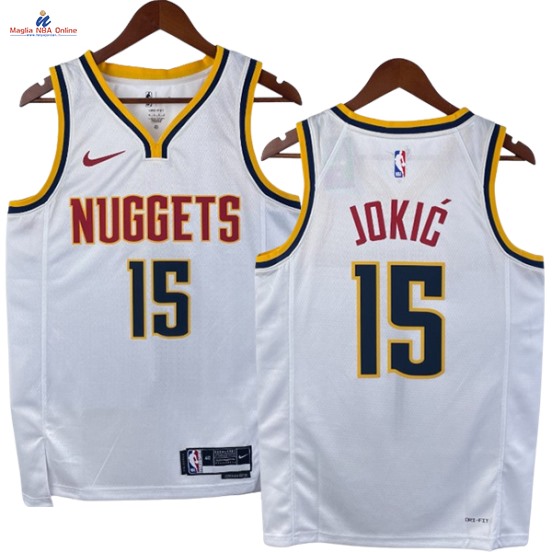Acquista Maglia NBA Nike Denver Nuggets #15 Nikola Jokic Bianco Association 2023-24