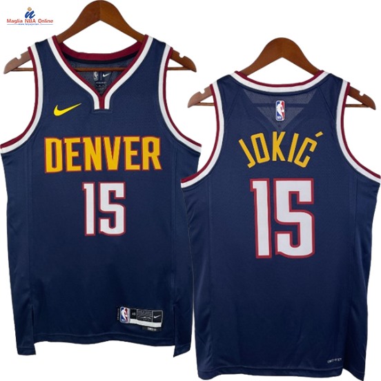 Acquista Maglia NBA Nike Denver Nuggets #15 Nikola Jokic Blu Navy Icon 2023-24