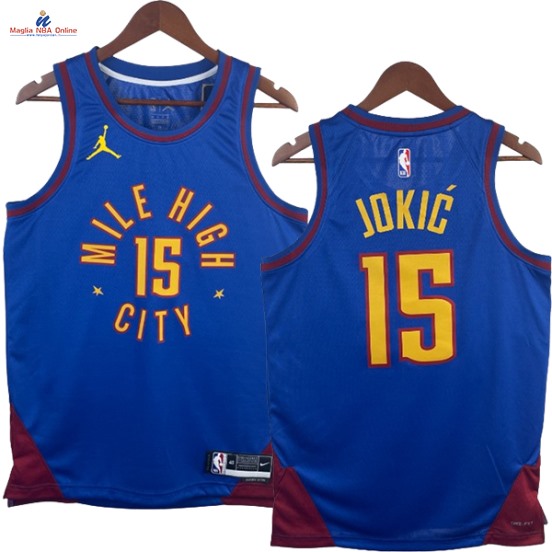 Acquista Maglia NBA Nike Denver Nuggets #15 Nikola Jokic Blu Statement 2023-24