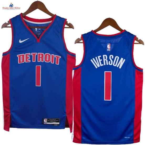 Acquista Maglia NBA Nike Detroit Pistons #1 Allen Iverson Blu Icon 2023-24