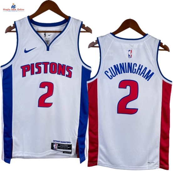 Acquista Maglia NBA Nike Detroit Pistons #2 Cade Cunningham Bianco Association 2023-24
