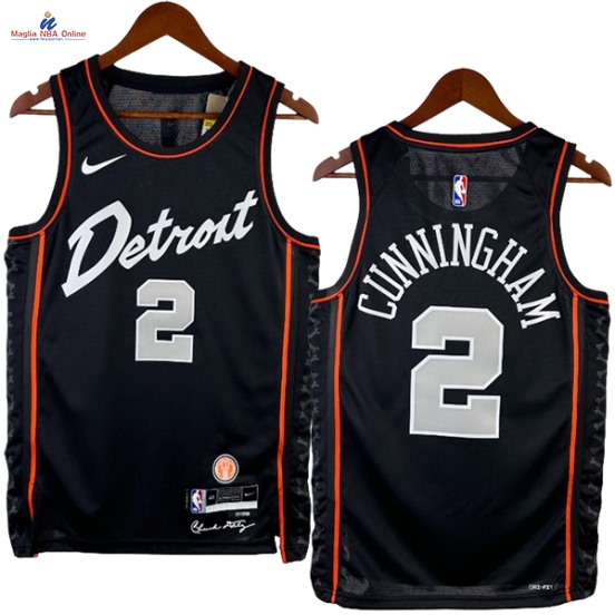 Acquista Maglia NBA Nike Detroit Pistons #2 Cade Cunningham Nero Città 2024-25