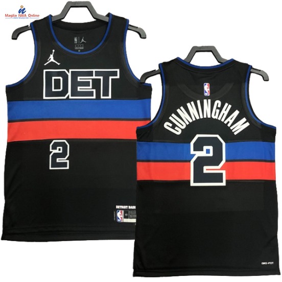 Acquista Maglia NBA Nike Detroit Pistons #2 Cade Cunningham Nero Statement 2023-24