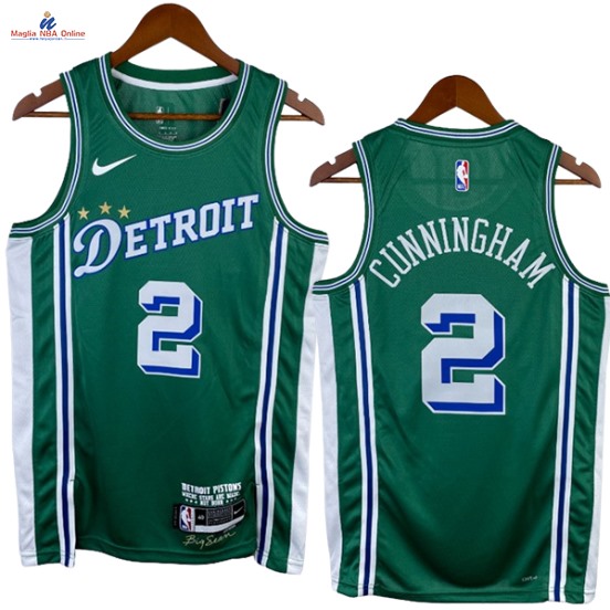 Acquista Maglia NBA Nike Detroit Pistons #2 Cade Cunningham Verde Città 2023-24
