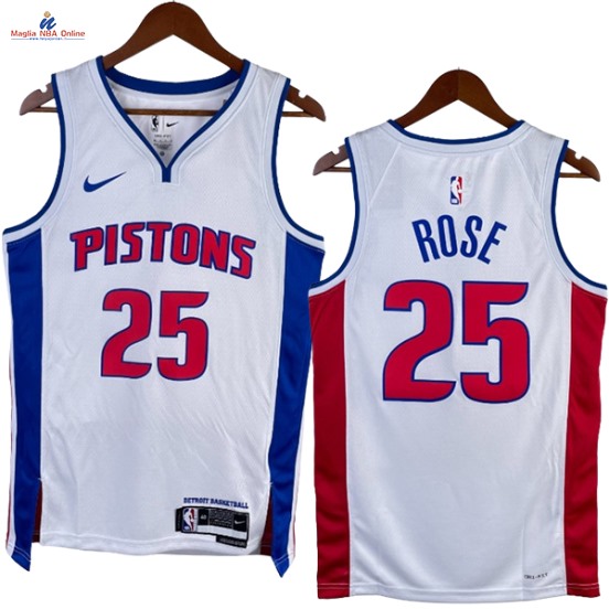 Acquista Maglia NBA Nike Detroit Pistons #25 Derrick Rose Bianco Association 2023-24