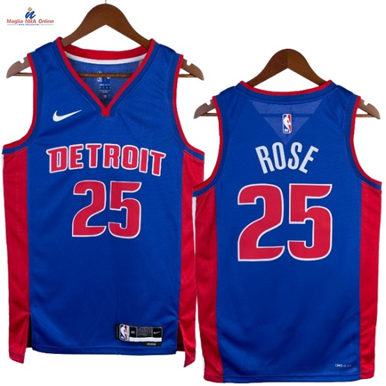 Acquista Maglia NBA Nike Detroit Pistons #25 Derrick Rose Blu Icon 2023-24