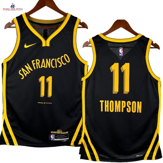 Acquista Maglia NBA Nike Golden State Warriors #11 Klay Thompson Nero Città 2024-25