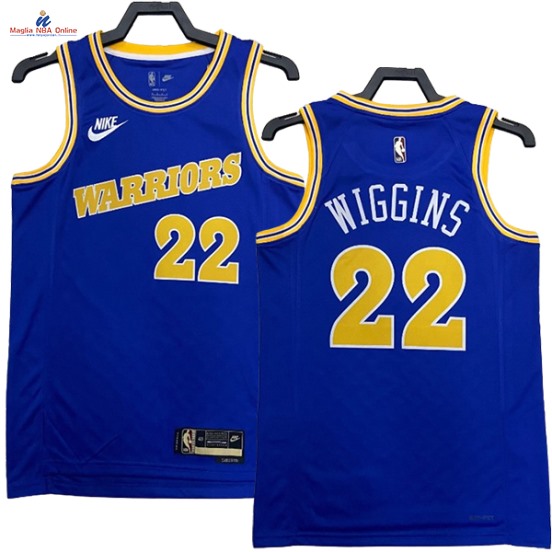 Acquista Maglia NBA Nike Golden State Warriors #22 Andrew Wiggins Blu Classic 2023-24