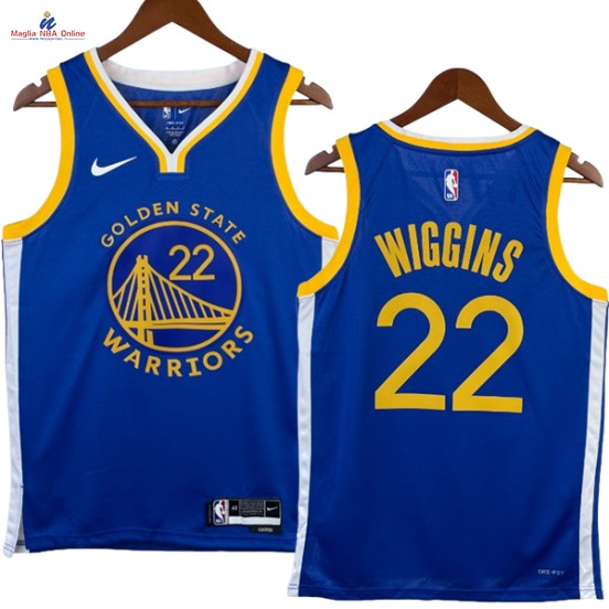 Acquista Maglia NBA Nike Golden State Warriors #22 Andrew Wiggins Blu Icon 2023-24