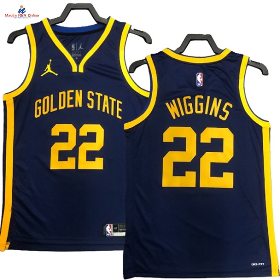 Acquista Maglia NBA Nike Golden State Warriors #22 Andrew Wiggins Blu Marino Statement 2023-24