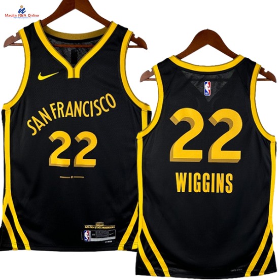 Acquista Maglia NBA Nike Golden State Warriors #22 Andrew Wiggins Nero Città 2024-25