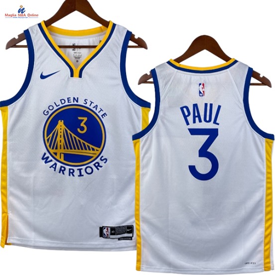 Acquista Maglia NBA Nike Golden State Warriors #3 Chris Paul Bianco Association 2023-24