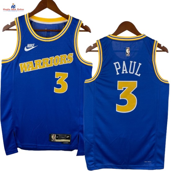 Acquista Maglia NBA Nike Golden State Warriors #3 Chris Paul Blu Classic 2023-24