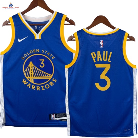 Acquista Maglia NBA Nike Golden State Warriors #3 Chris Paul Blu Icon 2023-24