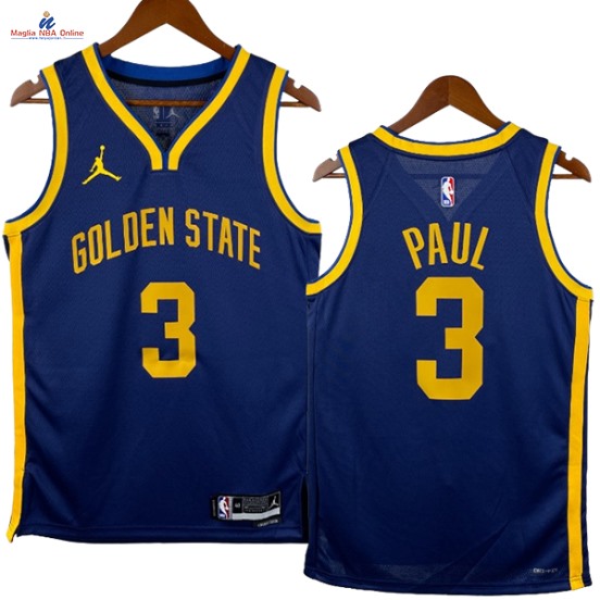 Acquista Maglia NBA Nike Golden State Warriors #3 Chris Paul Blu Marino Statement 2023-24