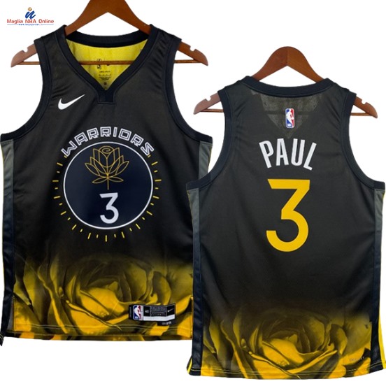 Acquista Maglia NBA Nike Golden State Warriors #3 Chris Paul Nero Città 2023-24