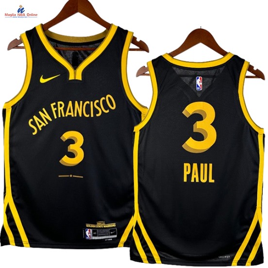 Acquista Maglia NBA Nike Golden State Warriors #3 Chris Paul Nero Città 2024-25