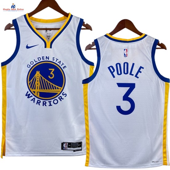 Acquista Maglia NBA Nike Golden State Warriors #3 Jordan Poole Bianco Association 2023-24