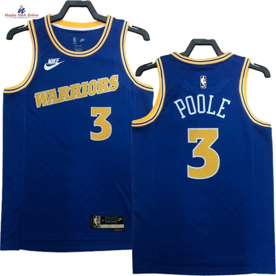 Acquista Maglia NBA Nike Golden State Warriors #3 Jordan Poole Blu Classic 2023-24