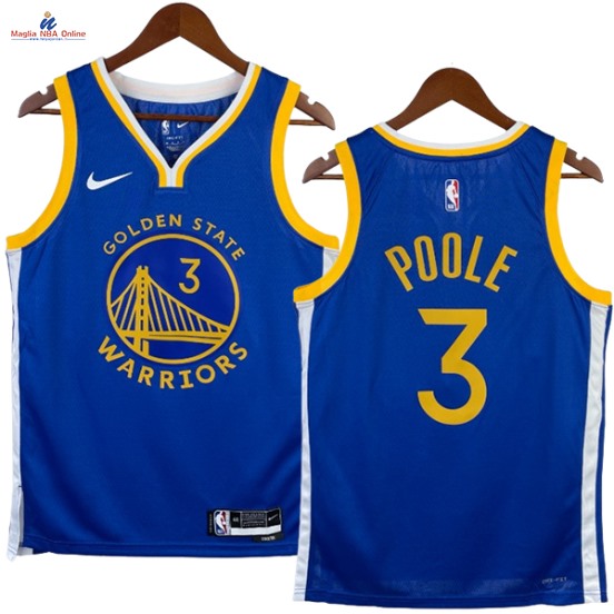 Acquista Maglia NBA Nike Golden State Warriors #3 Jordan Poole Blu Icon 2023-24